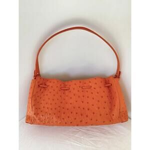 VIA LA MODA GENUINE OSTRITCH QUILL HANDBAG ORANGE